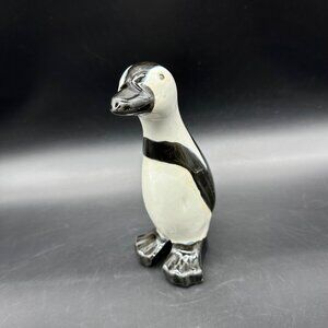Penguin Figurine Bird Statue Ceramic Black White Zoo Animal Retro Decorative